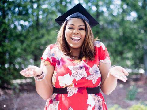 Graduate Student in Pink Dress