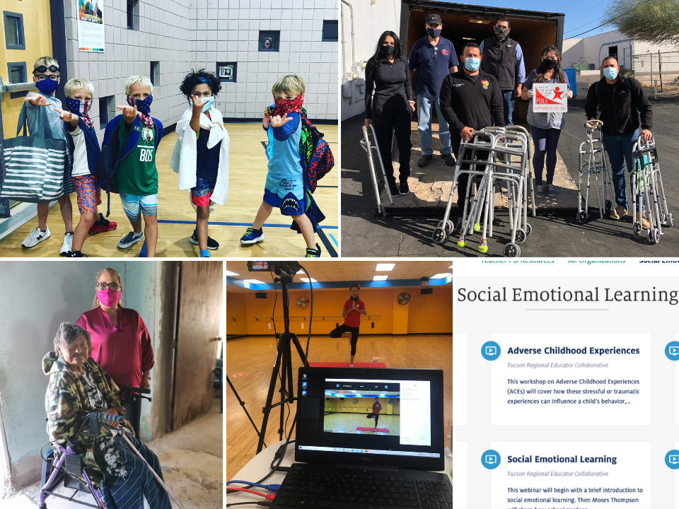 Collage of COVID grantees carrying out essential work during the pandemic