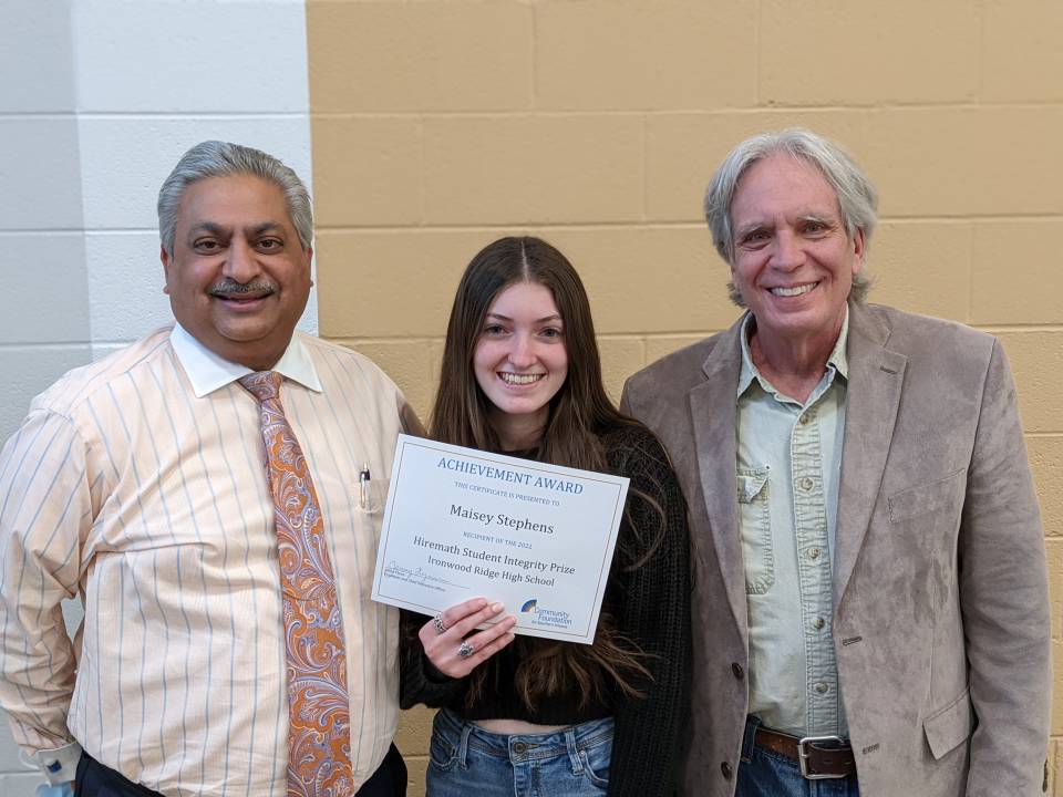 2021 Hiremath Student Integrity Prize recipient