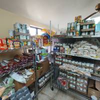 Packages of non perishable foods in storage.