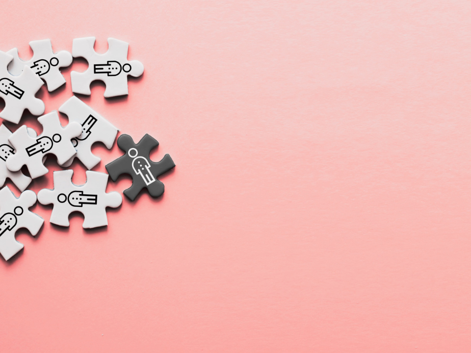 Pink background with puzzle pieces on top.