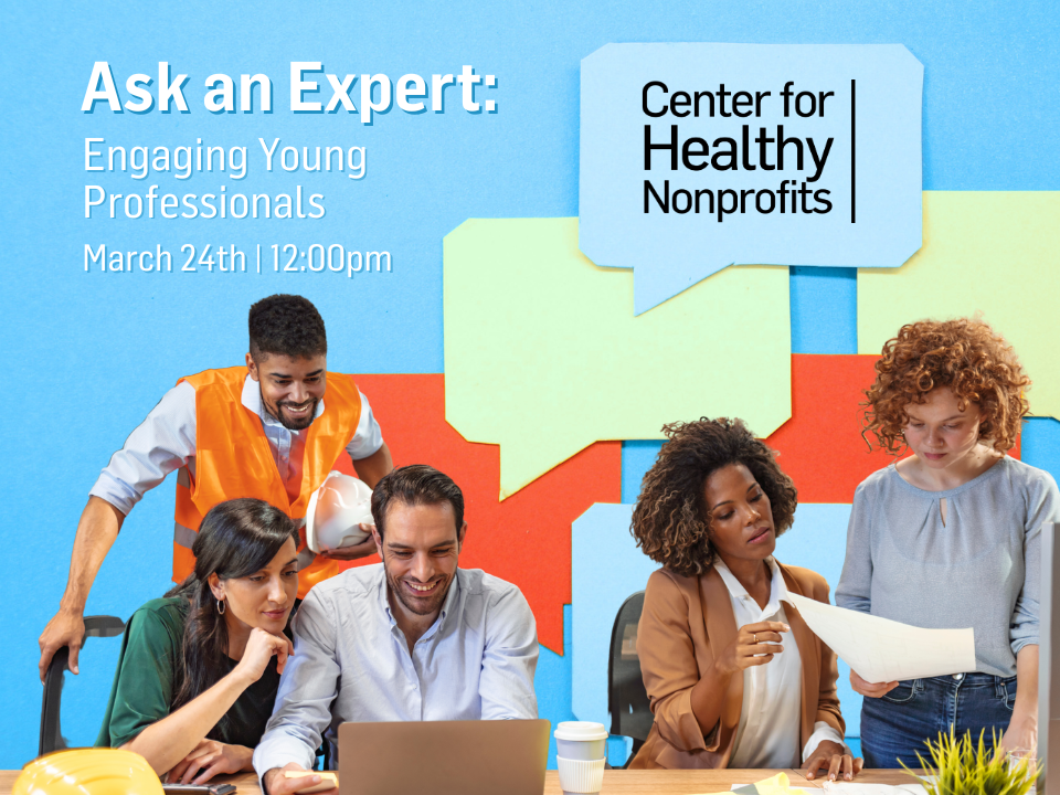 A graphic depicting young professionals at work.