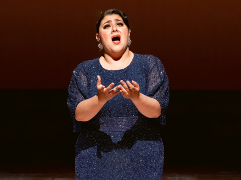 2026 Igor Gorin Memorial Award recipient Alexa Frankian singing on stage.