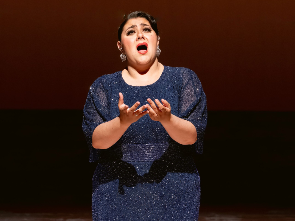 2026 Igor Gorin Memorial Award recipient Alexa Frankian singing on stage.